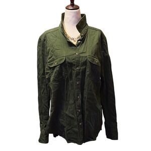 Merona Olive Green Long Sleeve Button Up Shirt Size XL Cotton